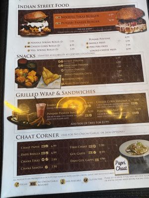 Menu page  at Punjabi Haveli in Brampton