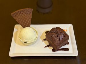 Chocolate Lava with a molten chocolate center at Alaha Coffee & Fusion Vegetarian Cuisine in Hoi An