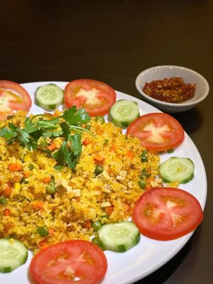Crispy fried rice (with or without eggs) at Alaha Coffee & Fusion Vegetarian Cuisine in Hoi An