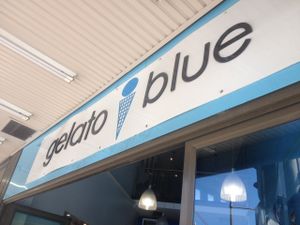 Exterior sign at Gelato Blue in Newtown