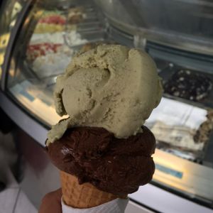 roasted pistachio & salted dark Belgian chocolate at Gelato Blue in Newtown