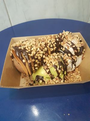 Choc hazelnut, matcha and tiramisu at Gelato Blue in Newtown