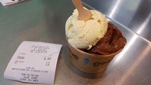 3 scoops in a cup $9.50 at Gelato Blue in Newtown