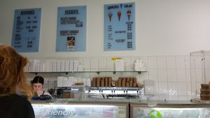 Price list at Gelato Blue in Newtown