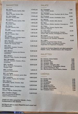 The Menu  at Lavandou Café in Mannheim