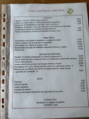 Menu on october 2024  at Trattoria Il Ristoro Delle Rane & Ranokkio in Milan