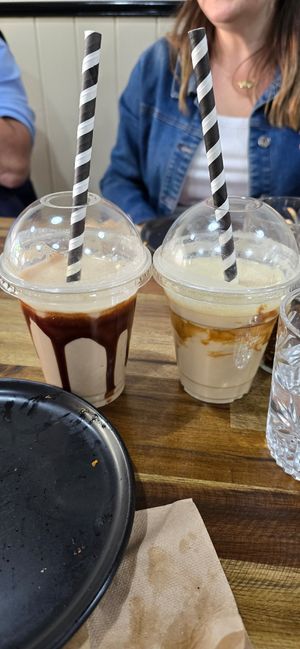 Vegan milkshakes (choc peanut butter, and biscoff flavours). Our favourite was the chocolate peanut butter. at Greenzilla in St Kilda