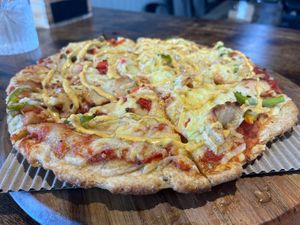 Tandoori cheekin with vegan cheese  at Greenzilla in St Kilda