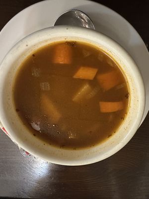 Vegan potato soup (comes with dinner)  at Old Hamlin Restaurant in Ludington