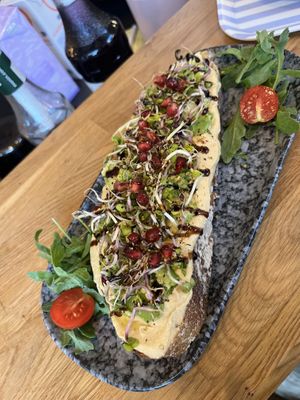 Vegan hummus avocado bread  at Sisu Lou in Braunschweig