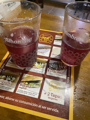 Various vegan meals + surprising vegan tapas.  at Bar Establo in Granada