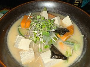Delicious miso ramen add tofu!  at Far East Steakhouse in St Croix