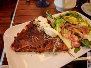 carrot and caramelized onion tarte tatin with lemon whipped cream at Mimosa in Poitiers