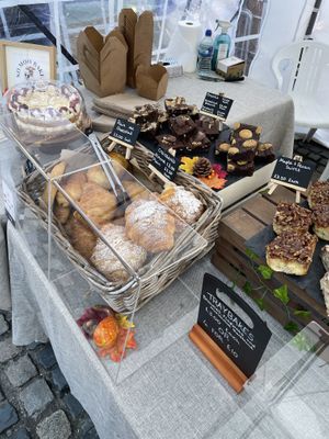 Vegan croissants, brownies and cherry and almond cake  at No Moo Bakes in Alnwick
