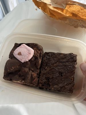 Rocky Road and chocolate brownie   at No Moo Bakes in Alnwick