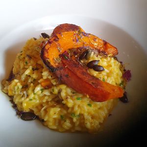 Risotto con calabaza at Café am Neuen See in Berlin