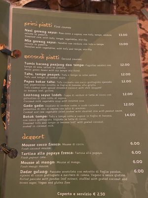 Menù veg  at Cinta Rasa in Turin