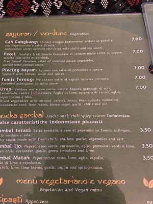 Menù verdure   at Cinta Rasa in Turin