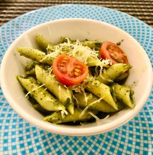 Pesto pasta at Crescendo in Dubai