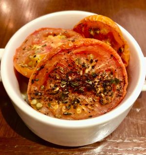 Garlic and herb tomatoes  at Makan Restaurant in Dubai