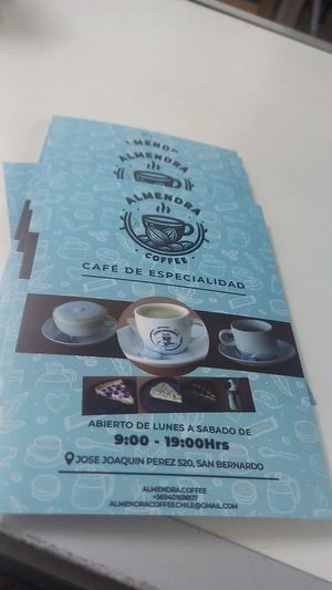 Flyers at Almendra Coffee in San Bernardo