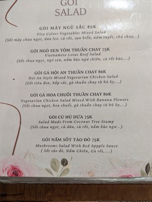 Menu at Giác Duyên Vegan in Ho Chi Minh City