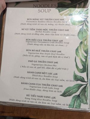 Menu at Giác Duyên Vegan in Ho Chi Minh City