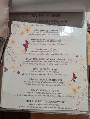Menu at Giác Duyên Vegan in Ho Chi Minh City