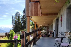 Outdoor seating at Hotel & Restaurant Waldhaus in Bettmeralp