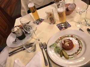Veggie Tartar (vegan) and Pumpkin soup (vegetarian) at Hotel & Restaurant Waldhaus in Bettmeralp