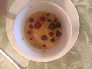 Espresso frappe with fresh berries at Hotel & Restaurant Waldhaus in Bettmeralp