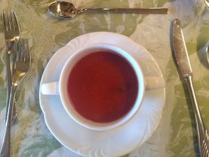 Bloody Mary Soup at Hotel & Restaurant Waldhaus in Bettmeralp