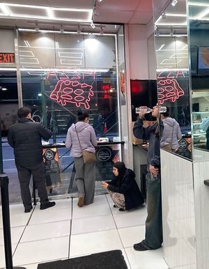   at Village Square Pizza in New York City