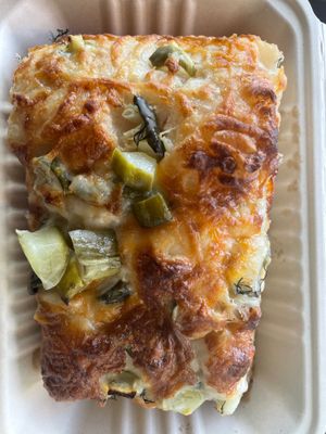 Dill pickle pizza focaccia  at Black Cat Vegan Bakery in Foley