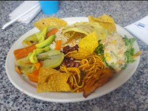 Plato vegetariano at Soda San Cristobal in San Jose