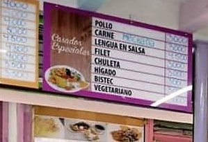 Menu with veg option at Soda San Cristobal in San Jose