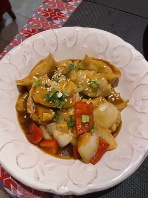 Chili vegetable momos  at Himalaya Restaurant Vecrīga in Riga