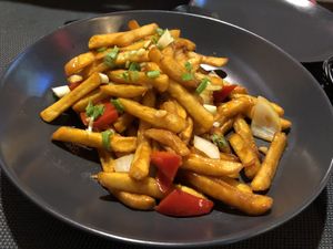 chili fries  at Himalaya Restaurant Vecrīga in Riga
