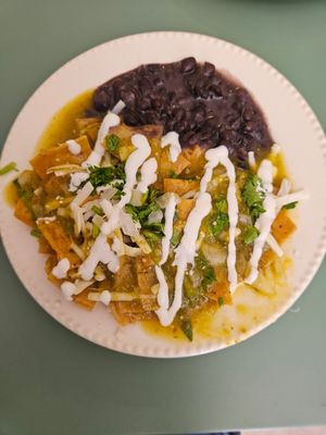 Chilaquiles con salsa verde at Mapache Radical in Queretaro