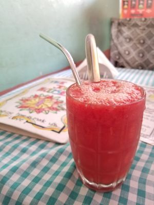 I Love India Smoothie. I recommend it! at The Juice House in Rishikesh