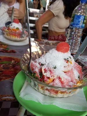 Fruit salad with soy milk and crunchy muesli at The Juice House in Rishikesh