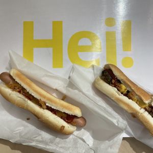Vegan hot dog and veggie dog   at IKEA  in San Francisco