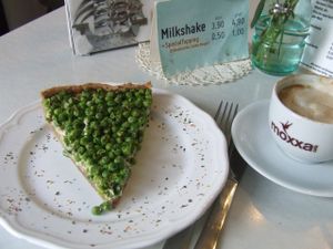 quiche with peas at Cafe Hibiskus in Cologne