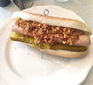 Hot dog at Cafe Hibiskus in Cologne