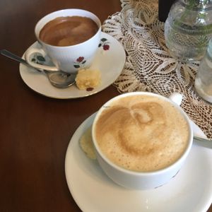 coffee with cashew milk  at Cafe Hibiskus in Cologne