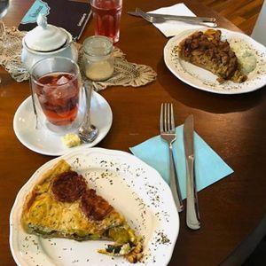 unglaublich leckere quiches  at Cafe Hibiskus in Cologne