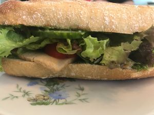 pesto sandwich with tofu at Cafe Hibiskus in Cologne