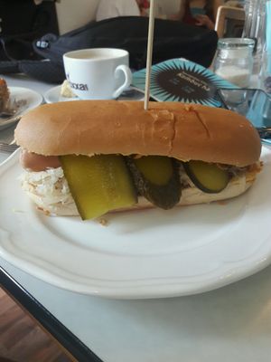 sauerkraut hot dog  at Cafe Hibiskus in Cologne