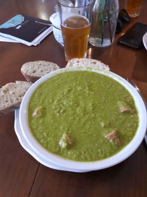 Erbsensuppe mit wurst at Cafe Hibiskus in Cologne
