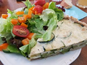 Zucchini Quiche & Salad with Walnut dressing - mind blowing salad (never underestimate the power of a very good salad) at Cafe Hibiskus in Cologne